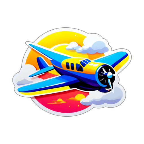 מדבקה וינטג' עם מטוס נוסעים