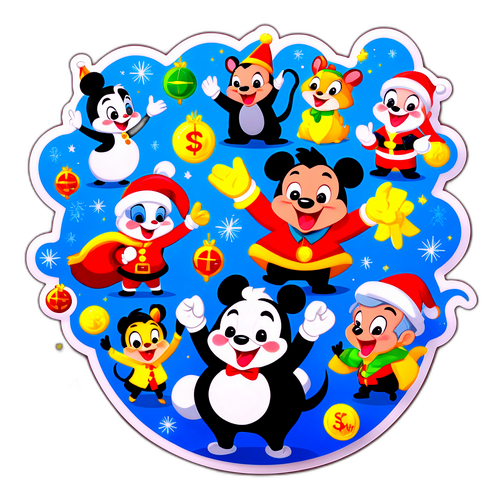 Söpö sarjakuvaversio Disneyn hahmoista juhlimassa osakemarkkinoiden menestystä