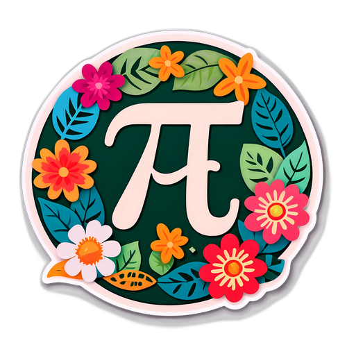 Sticker inspirat din matematică cu simboluri pi și elemente naturale