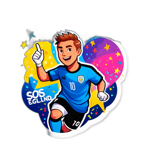 Cartoonstil integration af Søs Egelind, der scorer et mål