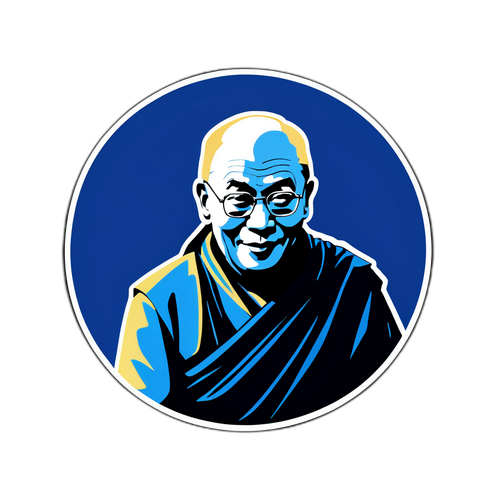दलाई लामा की सिल्हूट के साथ न्यूनतमSticker