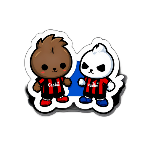 Sticker cu mascotele echipelor Cagliari și Milan