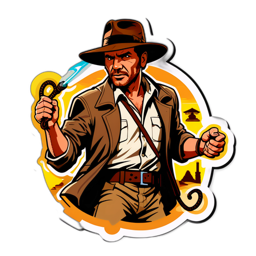 Vzrušující samolepka s Indiana Jonesem