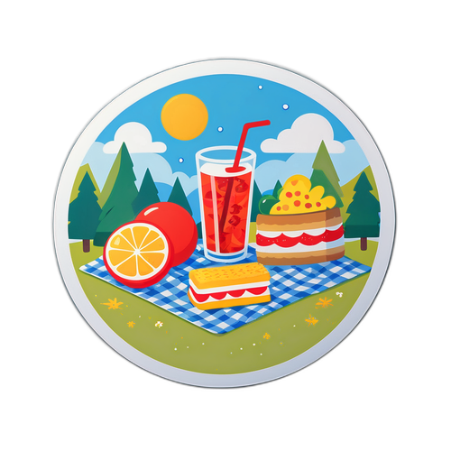 야외 피크닉 장면 스티커 디자인