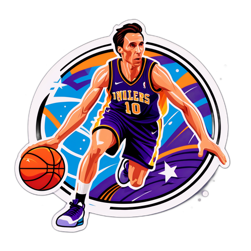 Stylized Steve Nash Dribbling Basketball