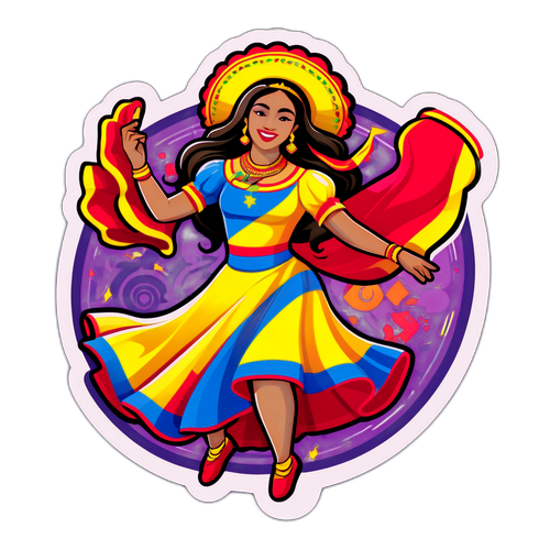 Яскравий наклейка, що святкує культурну різноманітність Венесуели