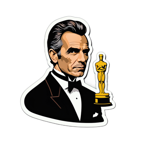 Chic Silhouette of Daniel Day-Lewis with Film Reels and Oscars