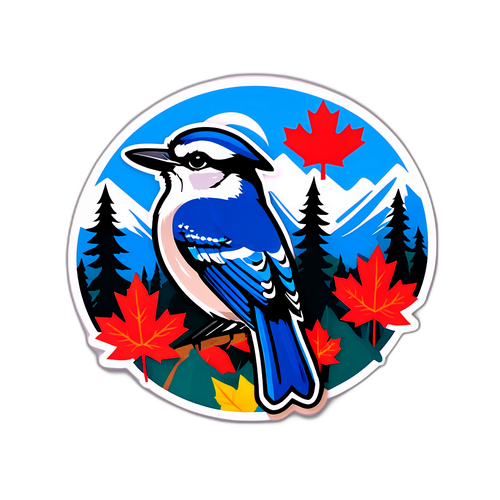 自然の中のブルージェイエンブレム