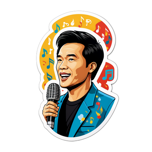 Sticker Đức Phúc với Micro và Nốt Nhạc