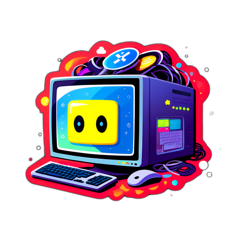 Sticker van een overbelaste computer