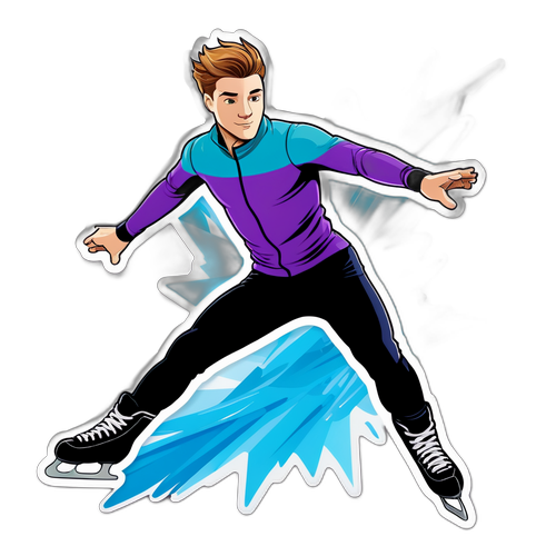 Dynamická samolepka Ilie Malinina při skoku na ledě