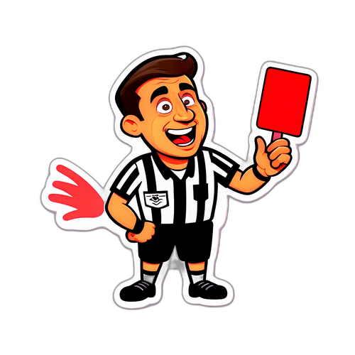 Sticker cu un arbitru de fotbal care arată un cartonaș roșu
