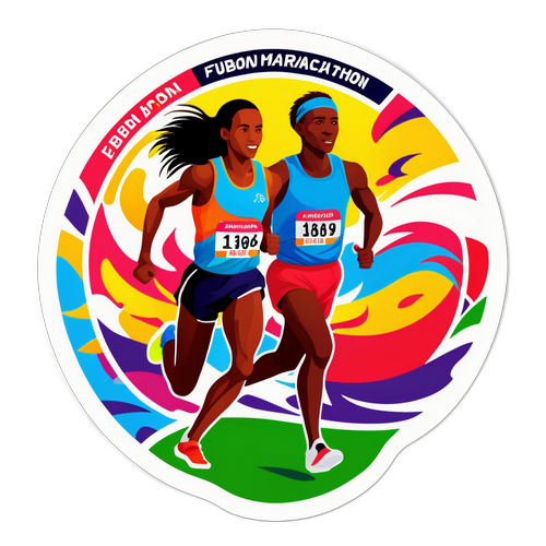 福邦馬拉松參賽者奔向終點的活力貼紙