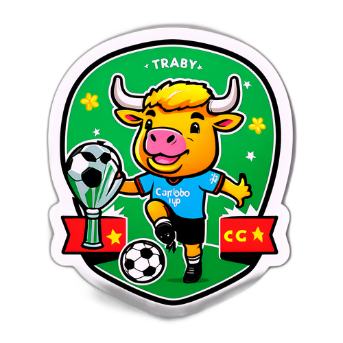 Fargerik fotballklistermerke med ku