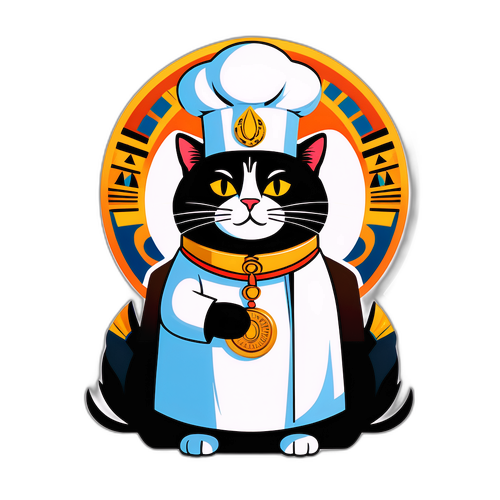 Un chat élégant avec des éléments égyptiens en costume de chef
