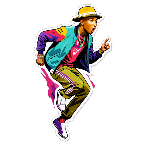 Illustration dynamique de Pharrell Williams en performance