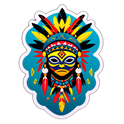 Design de um adesivo que retrata a diversidade do Jogo da Amazônia, com elementos nativos e tribais