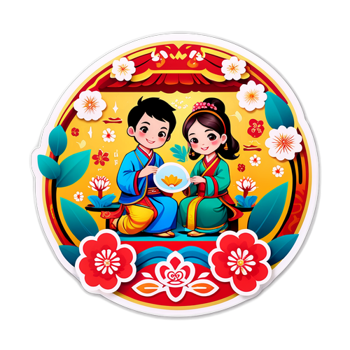 年轻人利用数字艺术创作春节贺卡