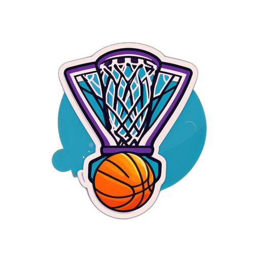 Ilustración de un raquet cruzado con una pelota de baloncesto