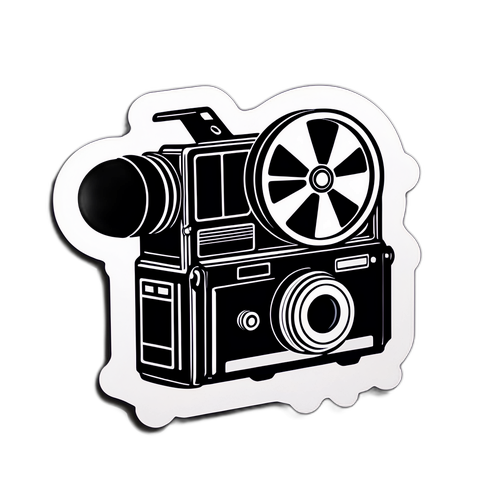 फिल्म थीम पर स्टिकर: फिल्म कैमरा और क्लैपबोर्ड