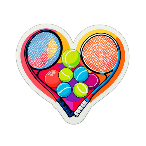 Adesivo Giocoso con Racchetta da Tennis a Forma di Cuore