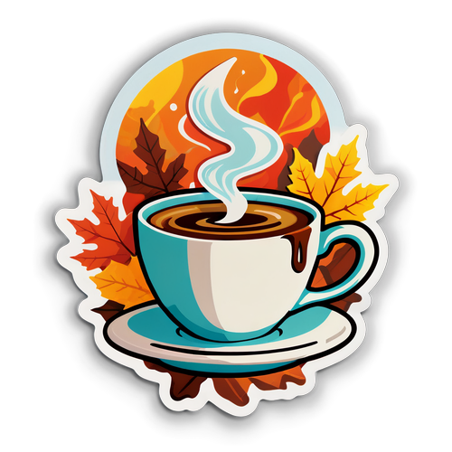 Autumn Leaves Coffee Cup Sticker