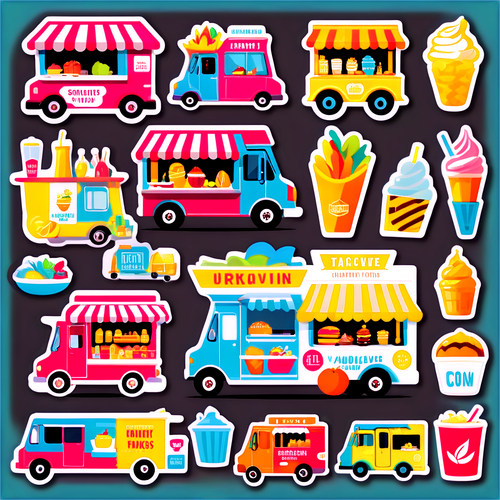 Animované kolekce městských fancy food trucků ve Vancouveru