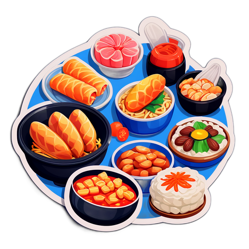 부산 전통 음식의 맛있는 스티커 디자인