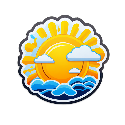 Wetteraufkleber mit Sonne und angenehmer Temperatur