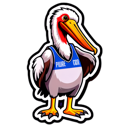 Karikatur na Pelican sa Sports Jersey