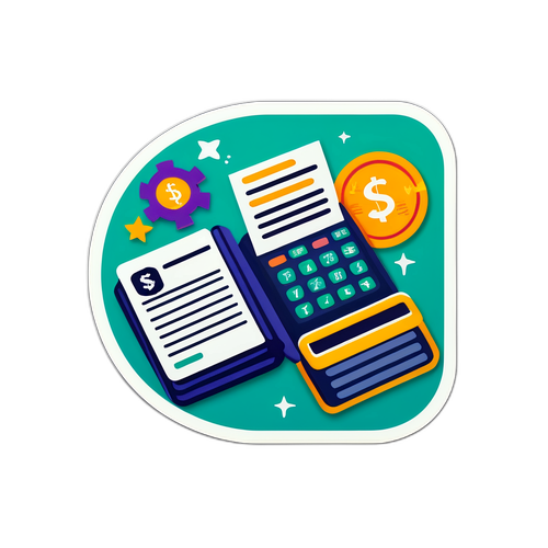 税金申告を表現するシンプルなデザインのステッカー