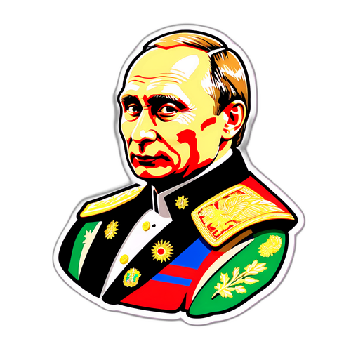 Ikonická nálepka Putina s historickými prvky