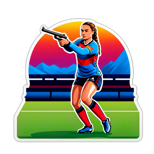 Asllani w klasycznej pozycji strzeleckiej
