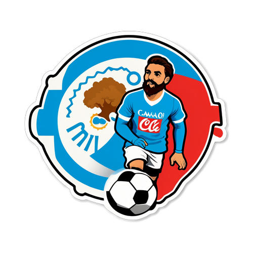 Stiker Logo Napoli dengan Siluet Bola