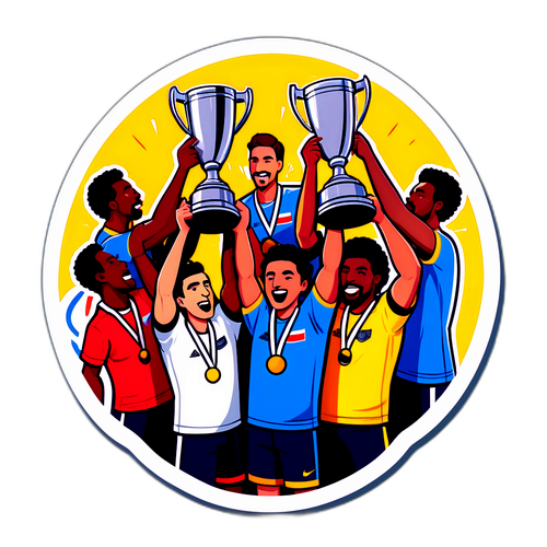 챔피언십 컵을 들고 있는 선수들의 행동