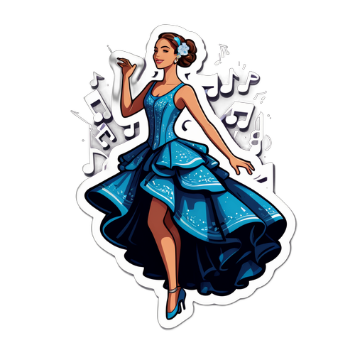 Elegant Dansedame med Musiknoter