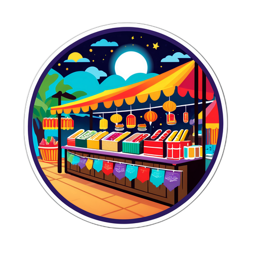 プーケットのナイトマーケットの活気を表現したステッカー