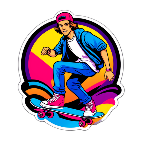 Retro grafik z deskorolkowcem