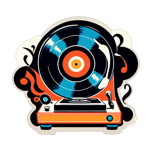 Unleash Nostalgia: The Vintage Record Player Sticker That Melts Hearts!