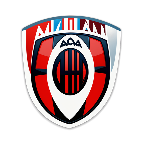 Stiker Emblem AC Milan dengan Latar Belakang Elemen Sepak Bola