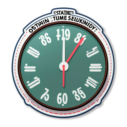 A whimsical design of a countdown clock with encouraging phrases like 'Ostatnie sekundy!' surrounding it.