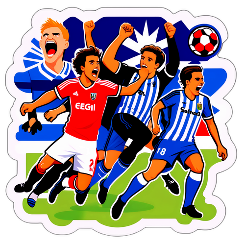 A mérkőzés izgalmát tükröző sticker: Eldense és Real Sociedad