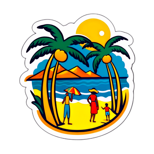 Sticker de Cena de Verão na Praia