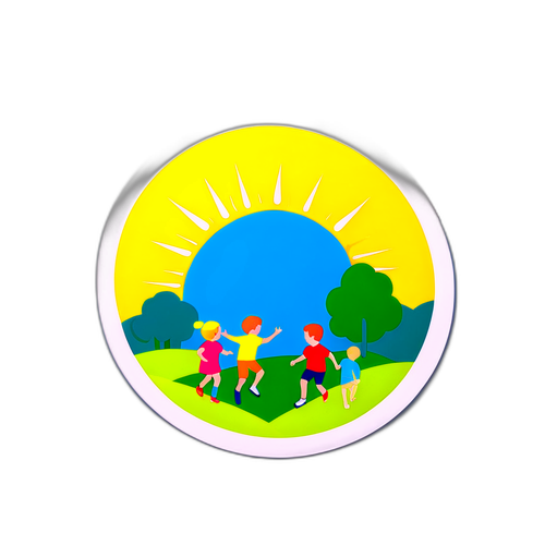 아이들이 밖에서 놀고 있는 스티커