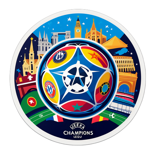 Яскрава наклейка з м'ячем Ліги чемпіонів UEFA