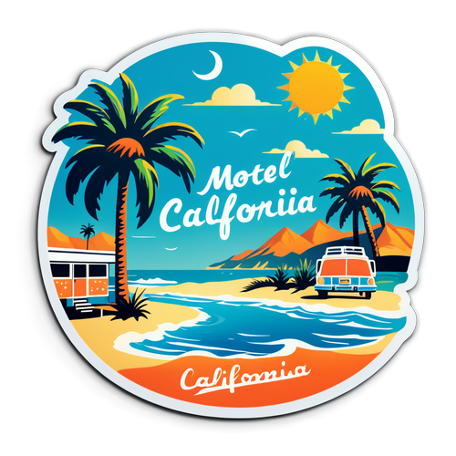 Stiker Lucu Menampilkan Signage Motel California