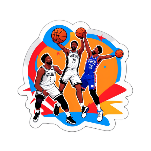 Masayang Sticker ng Ribalidad sa pagitan ng Nets at 76ers