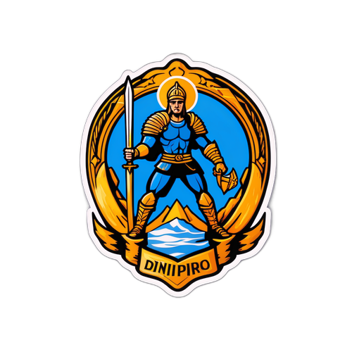 Дизайн наклейки з стилізованим зображенням Дніпра