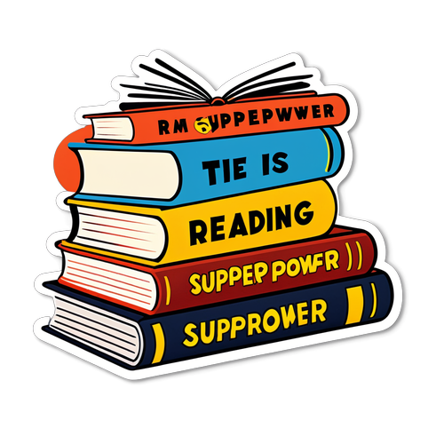 Reading is my Superpower Book Stack Sticker