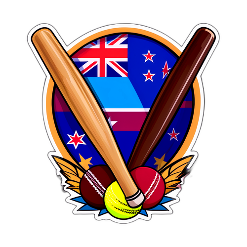 Design Vivace di Adesivo con Mazze da Cricket e Palline